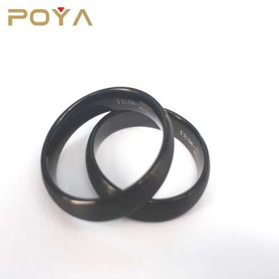 POYA 6mm Black Tungsten Ring Brushed Dome Wedding Band For Men Women