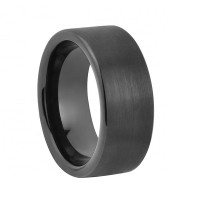 Simple flat black tungsten carbide ring brushed men ring