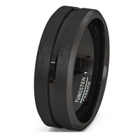 8mm Tungsten Ring black  plated brushed surface fashionable men's ring