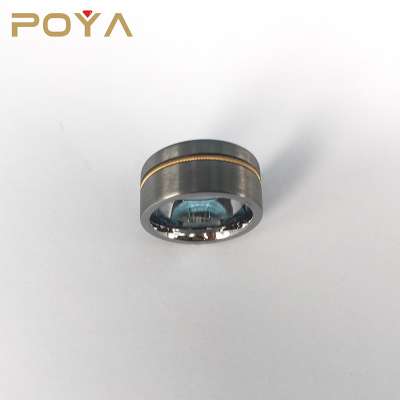 POYA 8mm Silver Guitar String Inlay Brushed Tungsten Wedding Ring Music Band