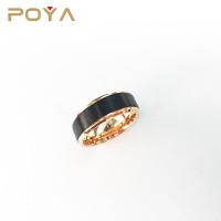 POYA 8mm  Gold Ring Black Brushed Finish Center Wedding Bands